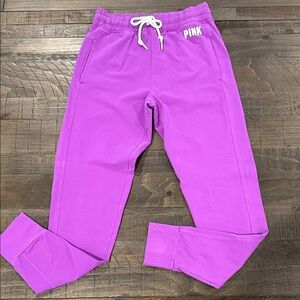 PINK Victoriaβs Secret Purple Joggers Pants Elastic Drawstring Fitted S